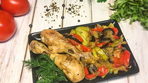 куриные ножки с овощами