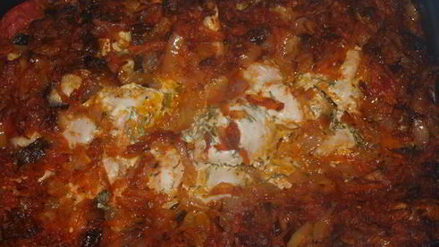 курица, запеченая с овощами