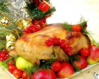 Рождественская утка с яблоками