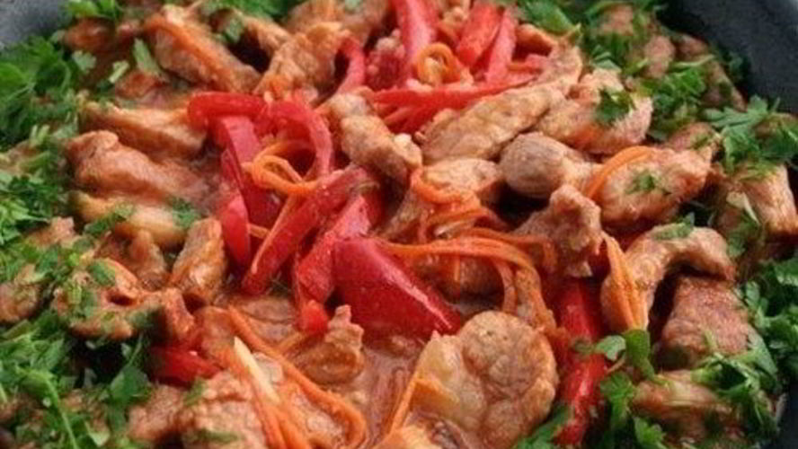 Рецепт свинина с овощами в томатном маринаде