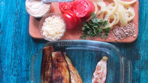 баклажаны с овощами в духовке запеченные