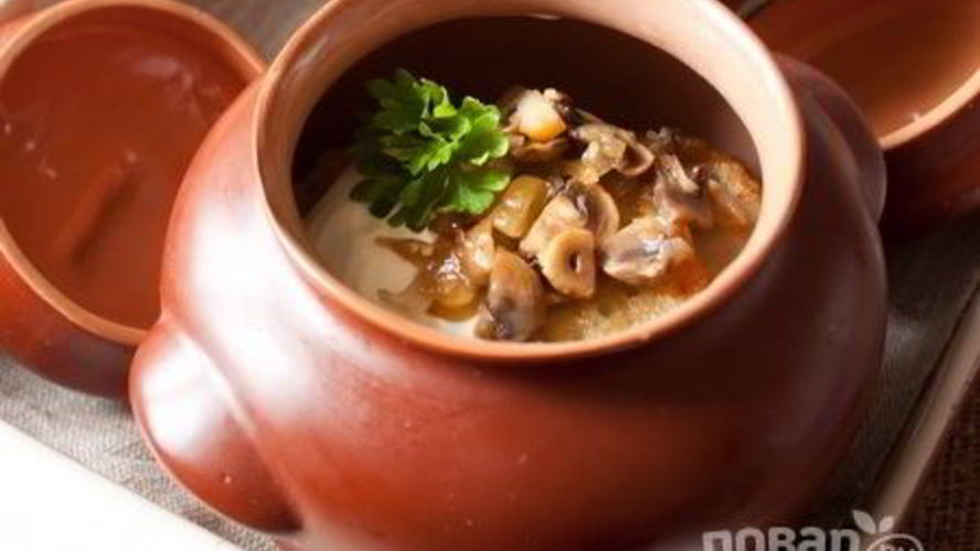 Рецепт баклажаны, запеченные с грибами в горшочке