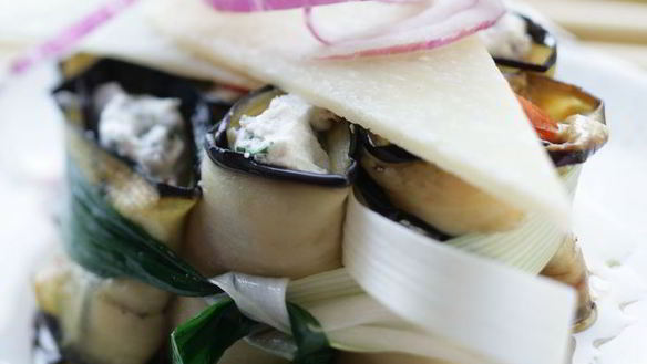 Рецепт Фаршированные баклажаны с сырной лепешкой