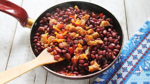 фасоль тушеная с мясом