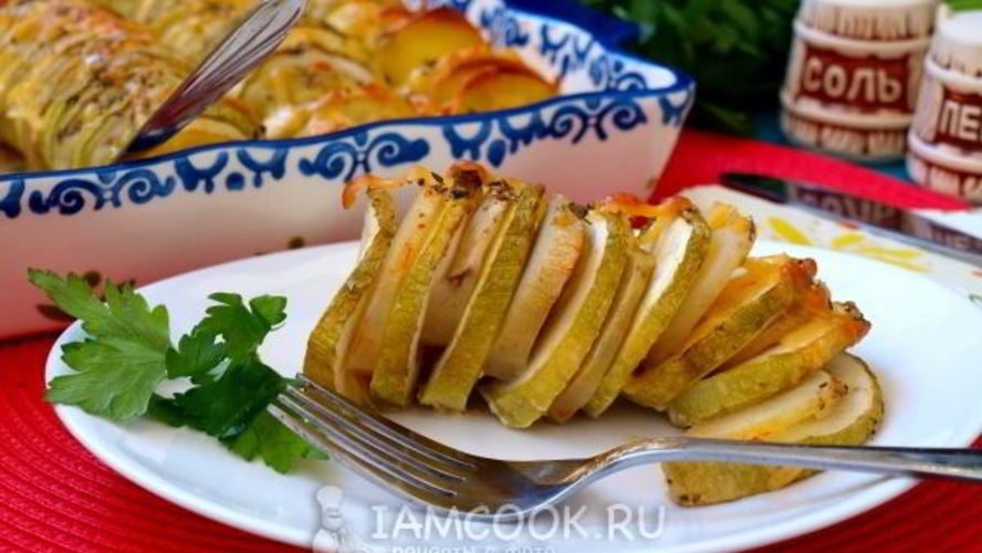 Рецепт кабачки с картошкой в духовке