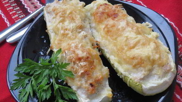 Рецепт Кабачки с мясной начинкой запеченные в духовке