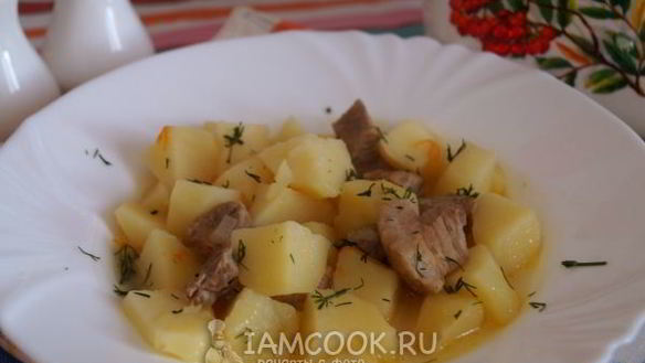 Рецепт Картофель тушеный со свининой и сливками