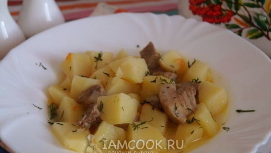 Рецепт картофель тушеный со свининой и сливками