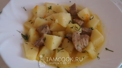 картофель тушеный со свининой и сливками