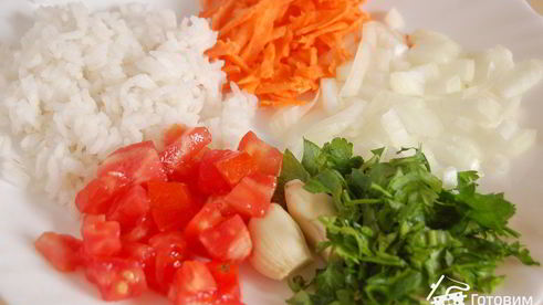 перец, фаршированный рисом и овощами