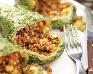 Перец, фаршированный сыром и гречкой