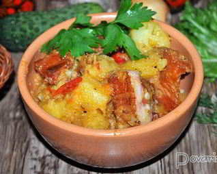 Тушеная картошка с копченостями