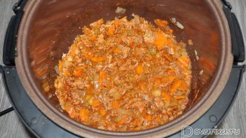 тушеная картошка с тушенкой и грибами в мультиварке