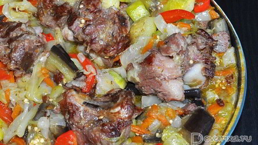 Рецепт тушеные овощи с копченостями