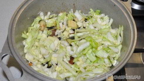 тушеные овощи с копченостями