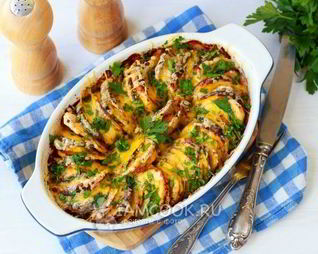 Тыква, запеченная с картошкой в духовке