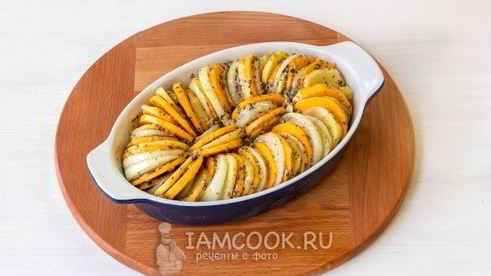 тыква, запеченная с картошкой в духовке