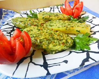 Запеченная картошка с чесноком, сливочным маслом и укропом в духовке