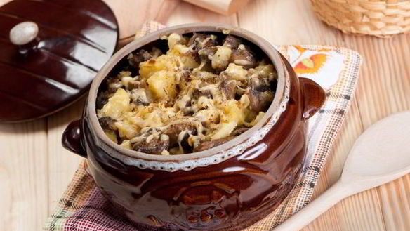 Рецепт Запеченные баклажаны с грибами в горшочке