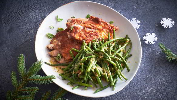 Рецепт Зеленая фасоль с печеным чесноком