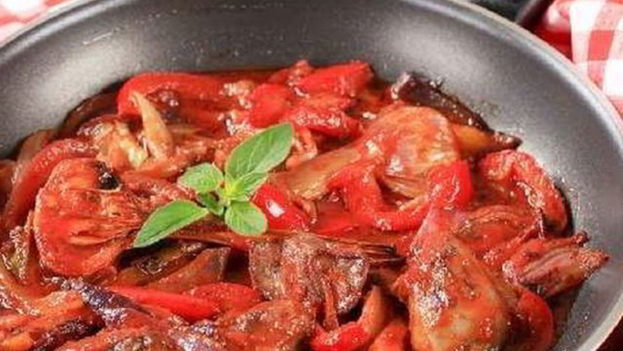 Рецепт ароматная куриная печень со сладким перцем