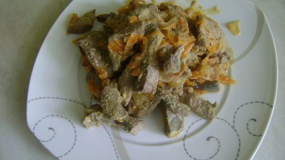 Рецепт Диетическая печень по-строгановски