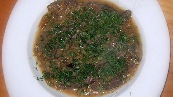 Рецепт Говяжья печень по-строгановски