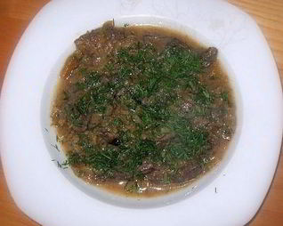 Говяжья печень по-строгановски