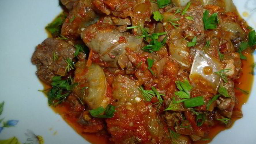 Рецепт куриная печень с белыми баклажанами
