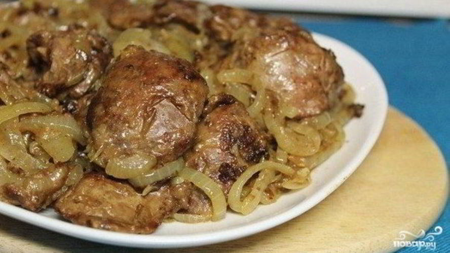 Рецепт куриная печень с луком