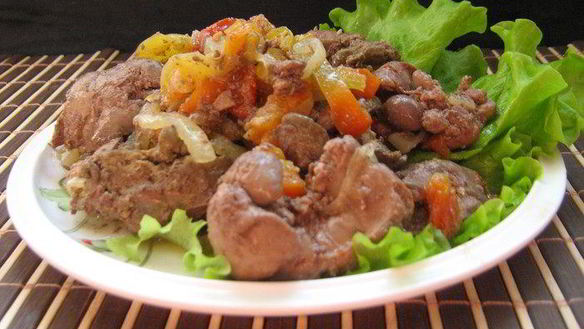 Рецепт Куриная печень с овощами