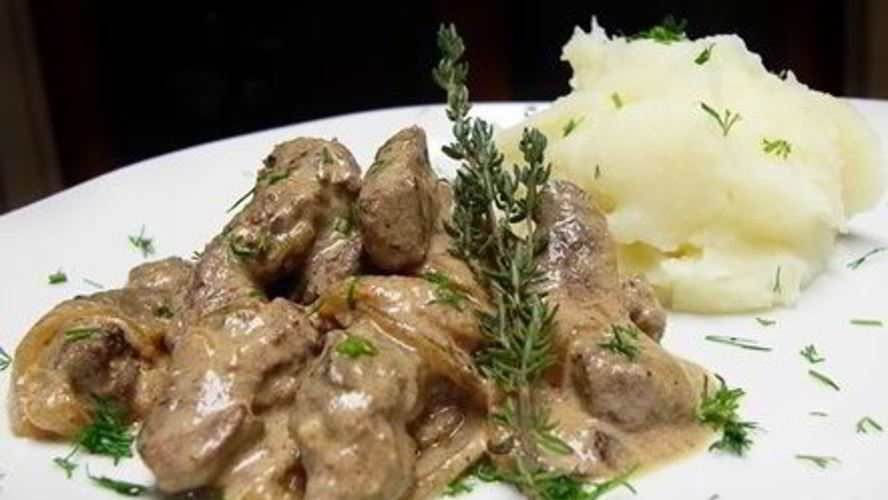 Рецепт куриная печень, жареная в сметане