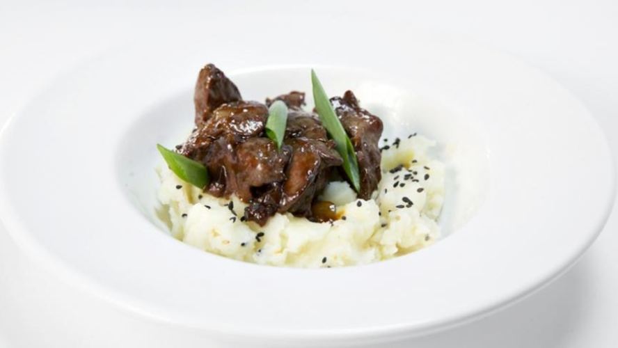 Рецепт куриная печенка в соусе терияки с имбирным пюре