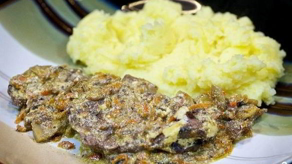 Рецепт Печень куриная жареная с подливкой