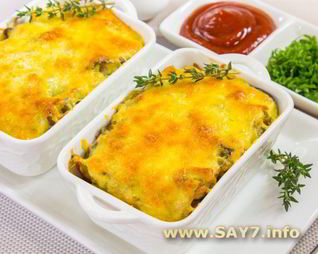 Печень с картофелем, запеченные в духовке