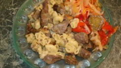 печень с макаронами в мультиварке