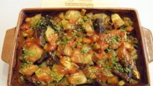 печень с овощами в духовке