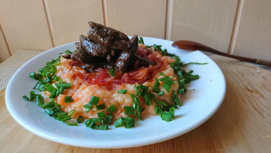 Рецепт печень с овощным пюре