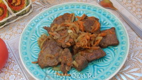 Рецепт Печень свиная жареная с луком и морковью