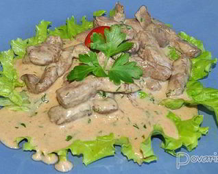 Печень в соево-сметанном соусе