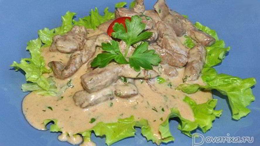 Рецепт печень в соево-сметанном соусе