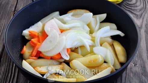 жареная картошка с печенью