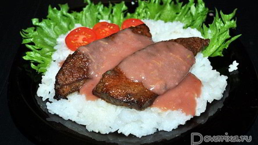 Рецепт жареная печень с пикантным соусом