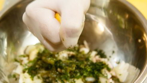 хинкали с картофелем и грибами