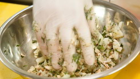 хинкали с картофелем и грибами