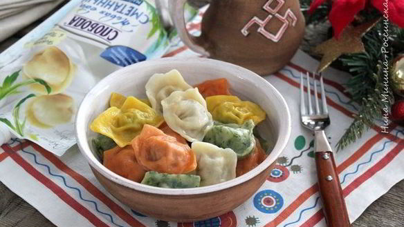 Рецепт Пельмени разноцветные