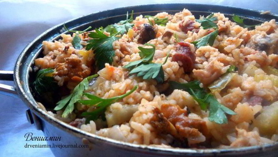 Рецепт джамбалайя с лисичками