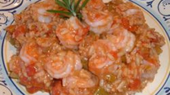 Рецепт Джамбалайя с рыбой и креветками
