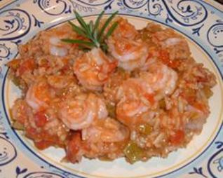 Джамбалайя с рыбой и креветками