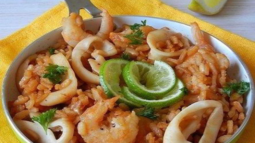 Рецепт паэлья с кальмарами